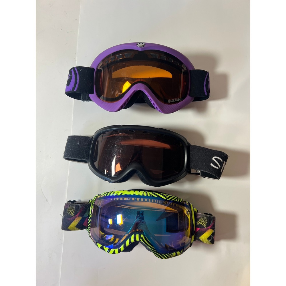 Smith Optics Dragon Snow Goggles Bundle 3 Pairs Purple Black Neon Yellow DXS
